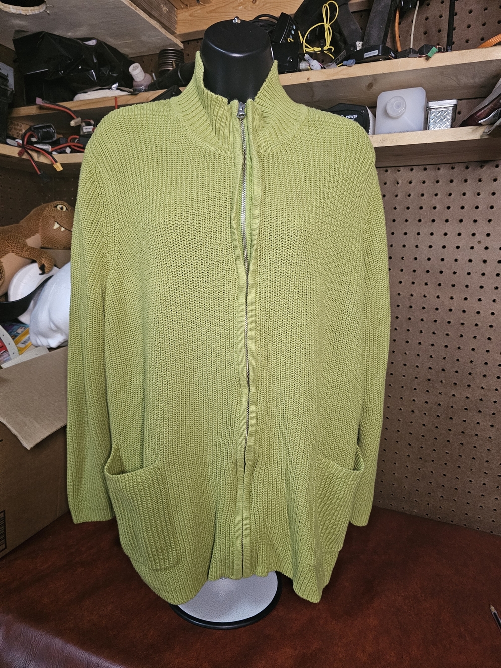 Coldwater Creek Green Zip Up Sweater 2x